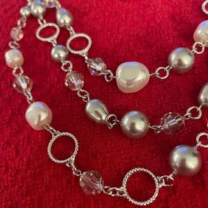 Swarovski Silver and White Necklace with Pearls